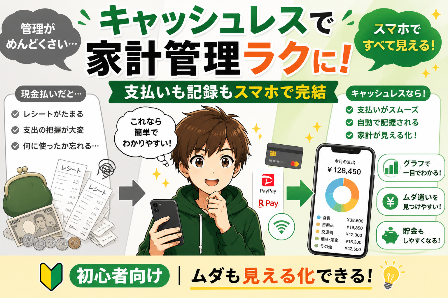 キャッシュレスで家計管理を楽に