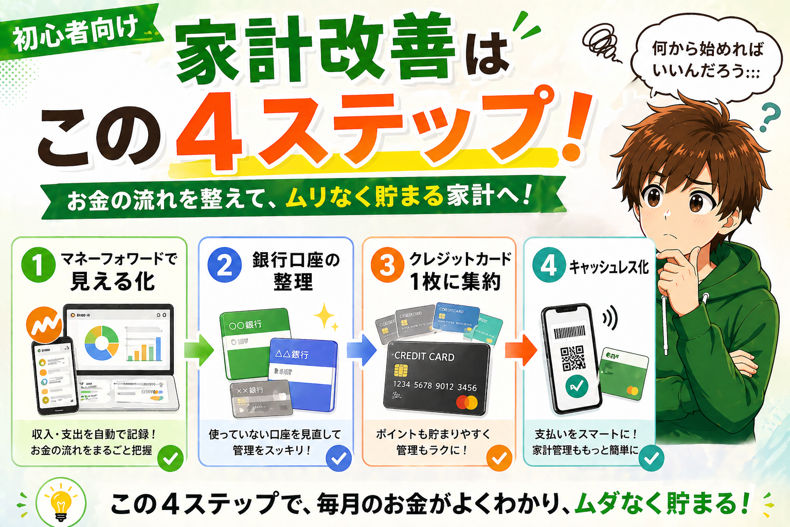 家計改善はこの４ステップ