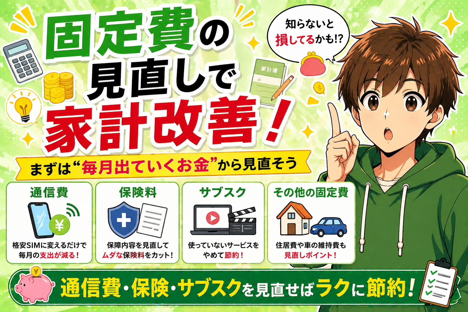 固定費の見直しで家計改善